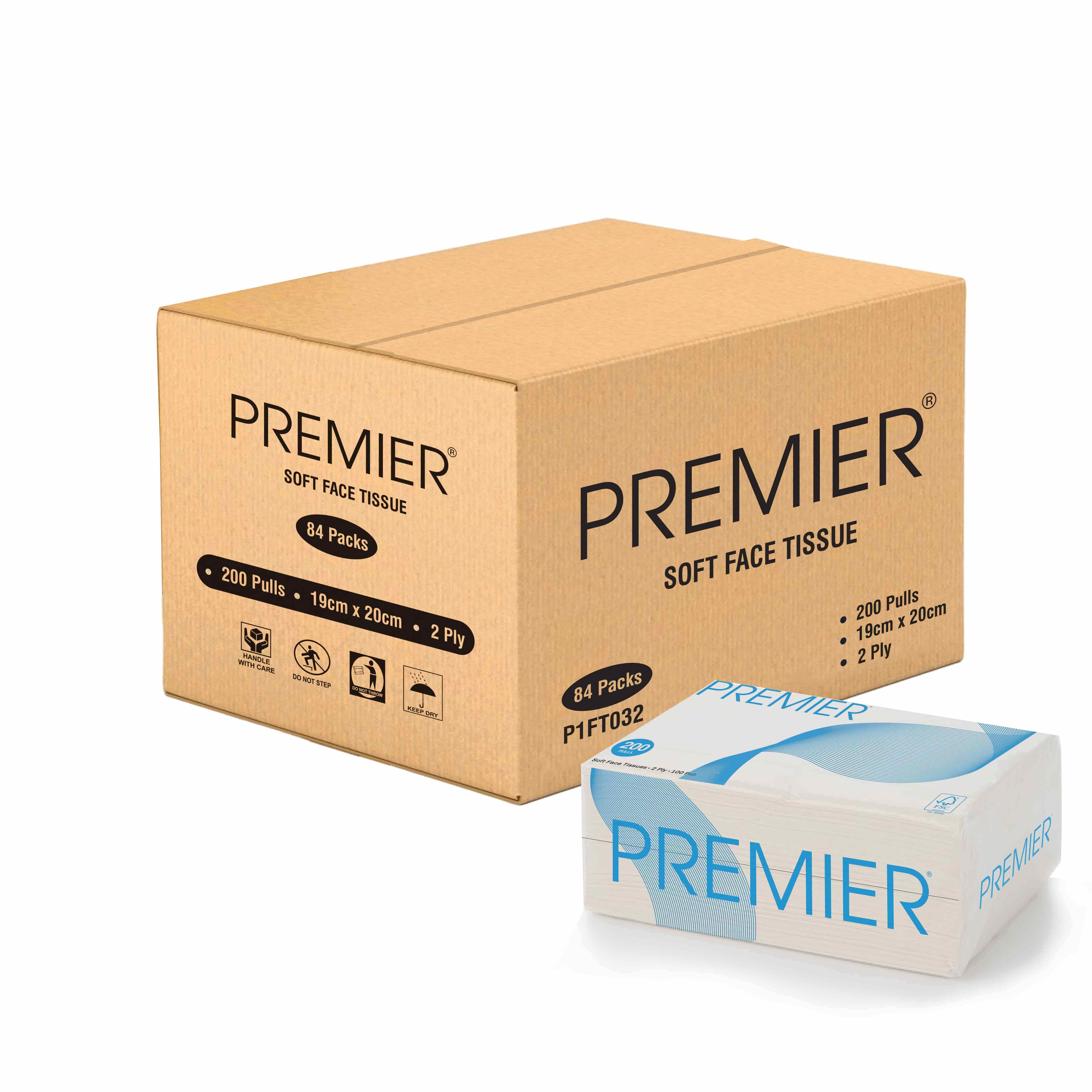 Premier Face Tissues 2 ply 200 pulls Refill Pack
